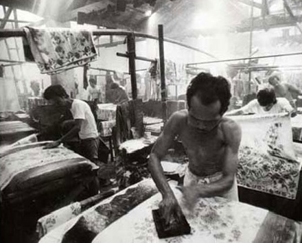 Man using a Batik Stamp