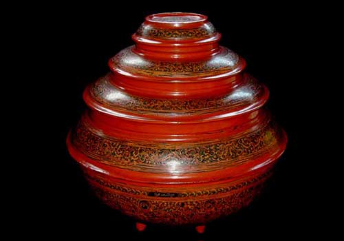 Burmese Lacquer Offering Vessel Burmese Lacquer Offering Vessel