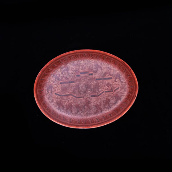Burmese Lacquer Oval Plate 1 Burmese Lacquer Oval Plate 1
