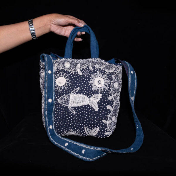 Hand Made Indigo Cotton Handbag 12 Hand Made Indigo Cotton Handbag 12