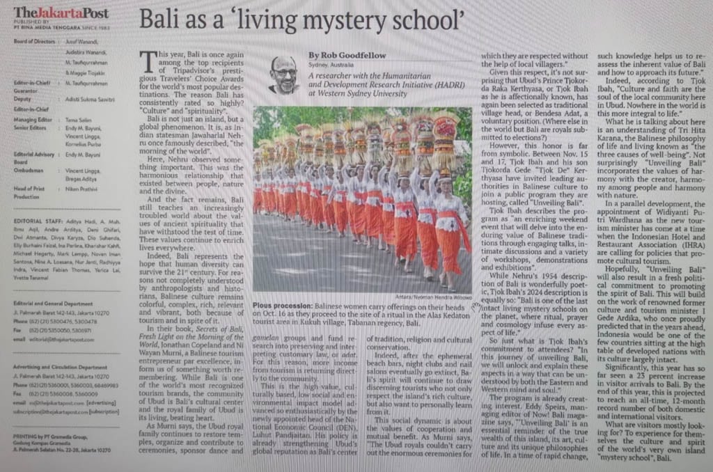 Bali as a ‘living mystery school’